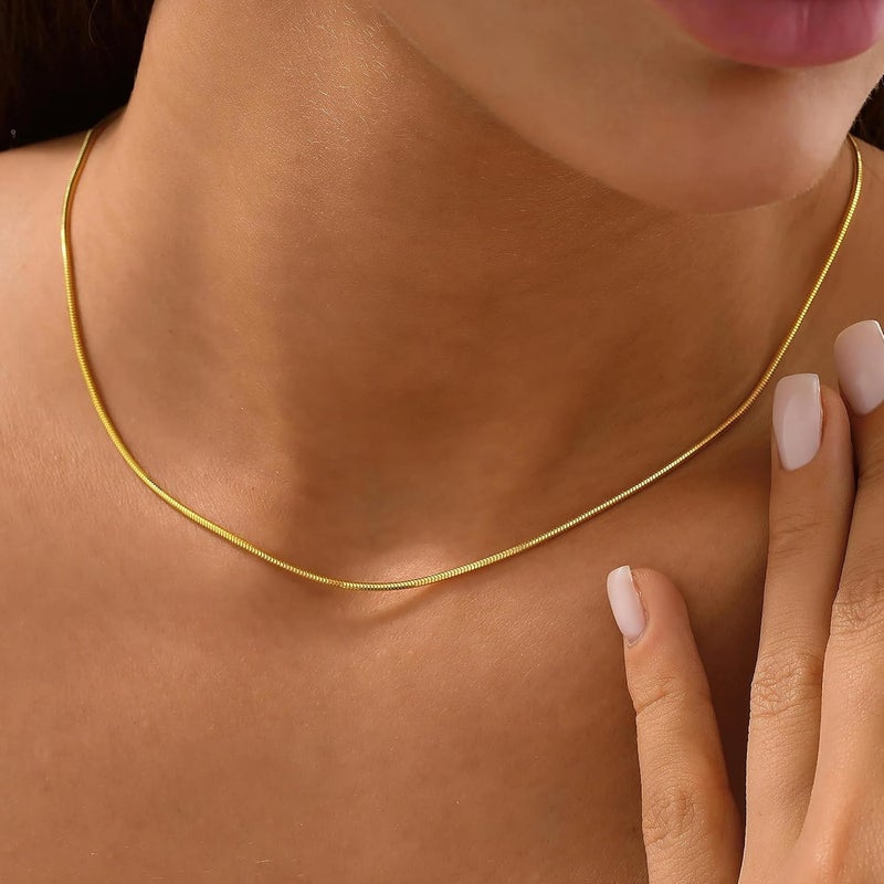 Dodder Store Gold Layered Necklaces for Women, 14K Gold Plated Dainty Gold Chain Choker Necklace Stack, Herringbone Gold Necklaces Set - Image 3
